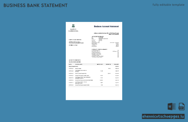 Unternehmensbericht der portugiesischen Banco Carregosa (Word- und PDF-Format, Beispielvorschau)